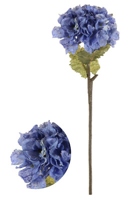 Künstliche blaue Hortensie getrocknet Touch gekräuselte Blätter blaue Blume, Hortensienstiel