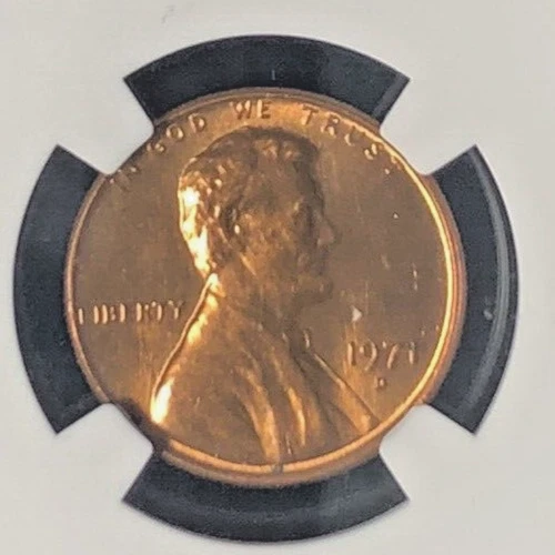 Lincoln Penny error 1971 D 1C Mint Error MS 65 RB Reverse Struck Thru NGC Cert - Image 3 of 4