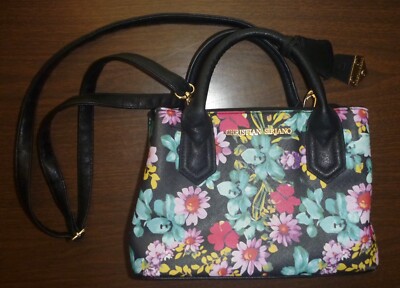 Christian Siriano Blue Pink Floral Handbag/ Shoulder Bag Magnetic/ Zip  Closures