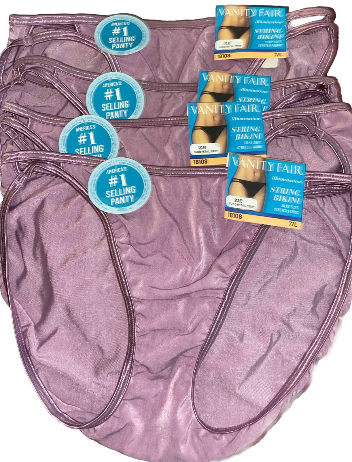 4 pack Vanity Fair 18108 Illumination String Bikini Panties bundle NWT
