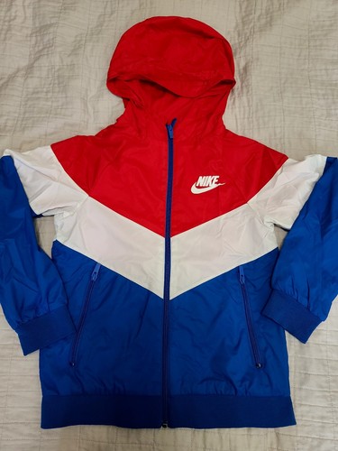 Nike Sportswear Red, White & Blue Windbreaker Jacket With Hood Kids Size Medium - Picture 2 of 7