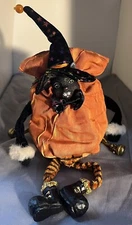 Halloween Kitty Cat Pull String Gift Bag. Black Cat. Unique. 5” Gift Pouch.