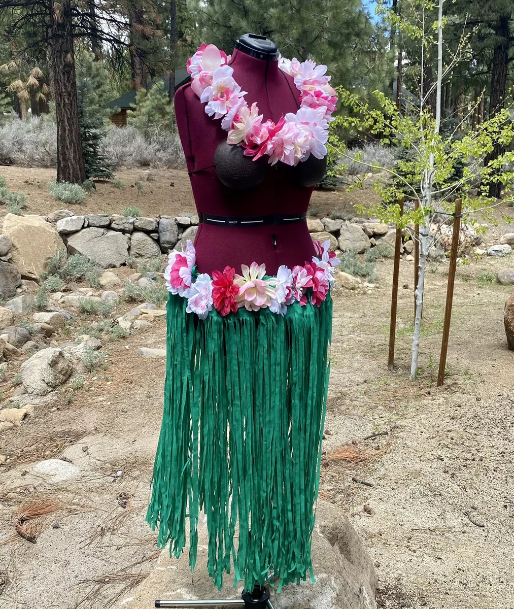 Handmade Hula Skirt Coconut Bra Luau Costume Hawaiian Polynesian