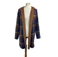 Signature Studio Woman’s Open Front Cardigan Size XL Blue Multicolor 