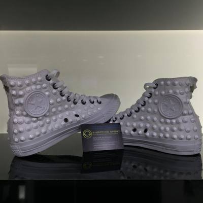 Converse Bianche Alte Monochrome All Star Borchiate Borchie ceramica schiacciat 