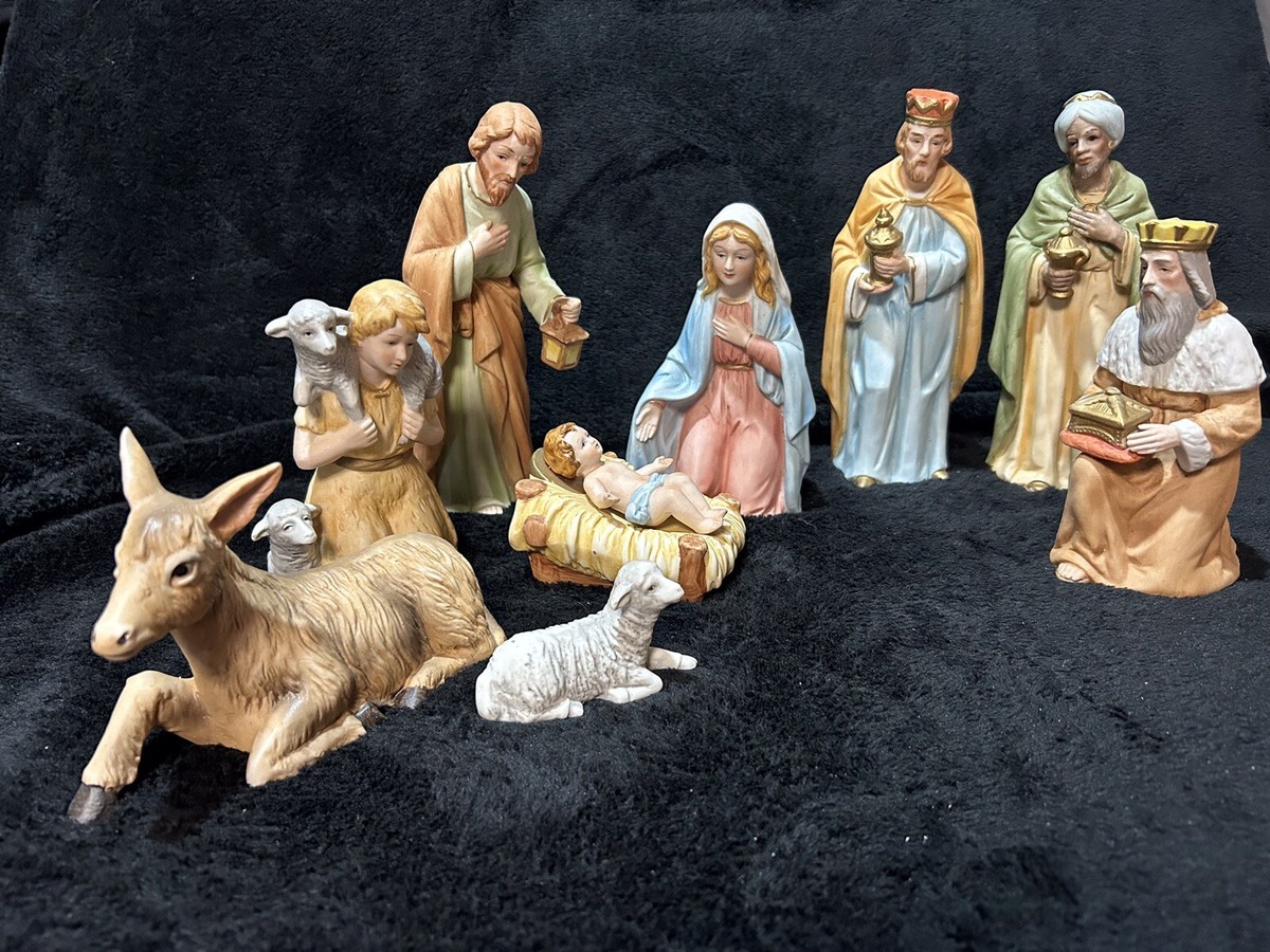 mamoco！BEAQUE MEDI CHOUPRO Vintage HOMCO Nativity Set 5603 Bisque Porcelain 9 Pc Christmas