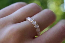 Rose Quartz Plain Beads Wire Ring 925 Silver New Design Ring For her