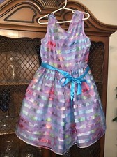 Lavender Designer Floral Dress Girls Size 8 Purples Blues BEAUTIFUL NEW
