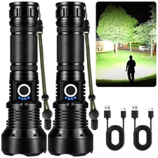 90000 Lumens Rechargeable Flashlight - 2 Pack 5 Modes IPX7 Waterproof