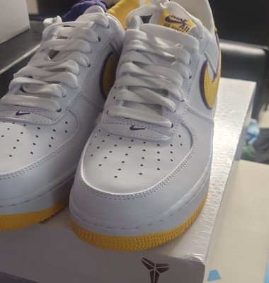 Nike Air Force 1 Low Men's Leather Sneakers White Yellow Purple Basketball