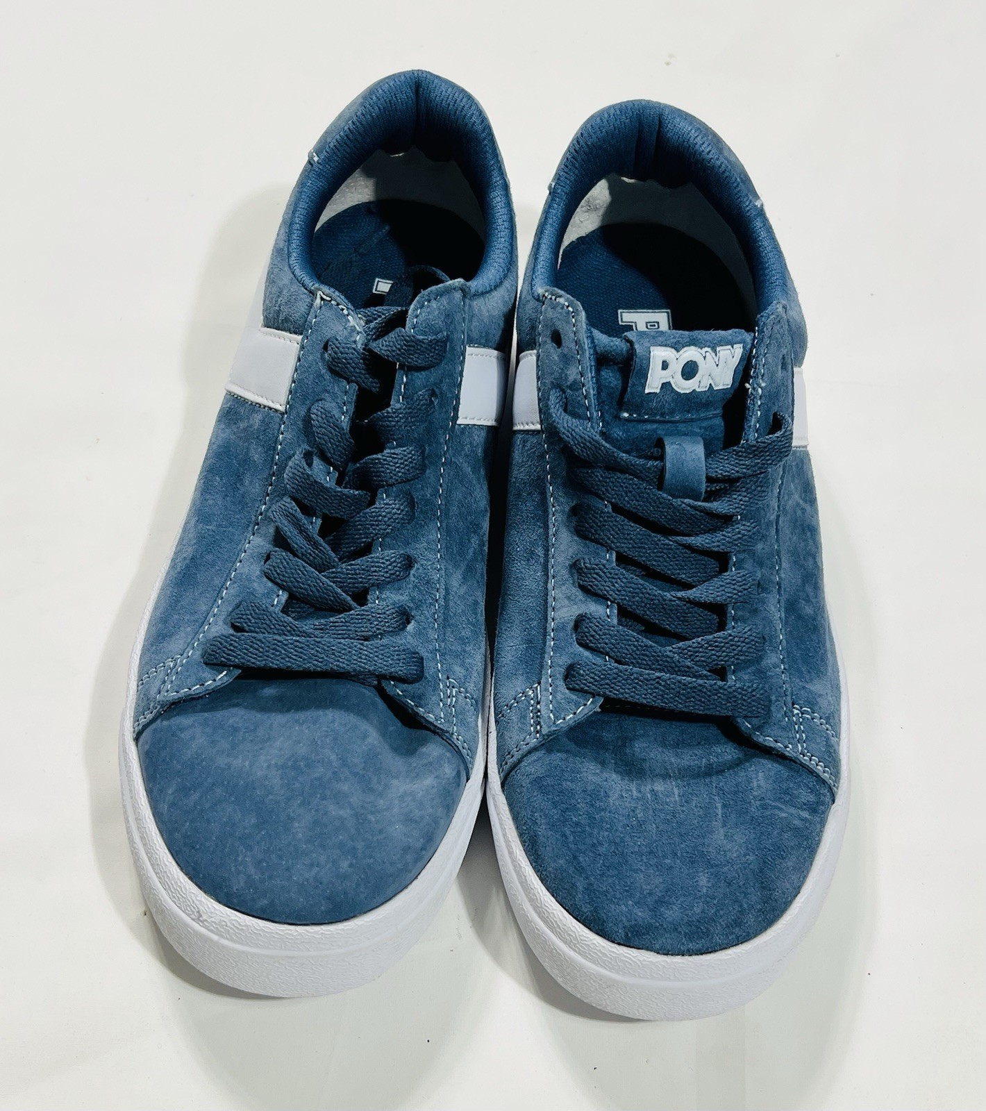 Sneakers Pony taglia 7 5 blu bianco classiche basse pelle scamosciata donna