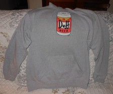 The Simpsons Duff Beer Pullover Hoodie Mens 2XL Gray Universal Studios 2019 VGC