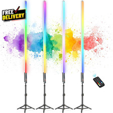 4 Pack 4Ft Portable Battery Powered LED Tube Light with Tripods 500 Vivid Effect