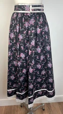 VINTAGE GUNNE SAX PRAIRIE SKIRT 1970'S 1980'S BLACK PINK FLORAL  SIZE 11 JUNIORS