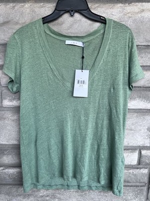 Iro Paris Linen Almond Green VNeck Tshirt Medium  $155 Rodeo