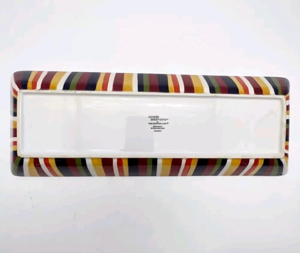Simple Additions By Pampered Chef Striped Rectangle Serving Platter 16” X 6” - Image 2 of 2