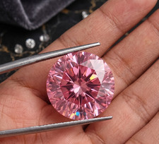 Huge 10 CT Pink Color Round Cut VVS1 Diamond Premium Quality 14.50 MM Gemstone