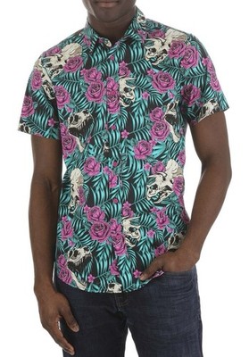 NIB Colorful Dinosaur Bones Button Up Casual Adult XS Shirt Nerd Geek Gift
