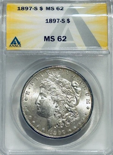 1897 S Morgan Silver Dollar ANACS MS62 Better Date Morgan