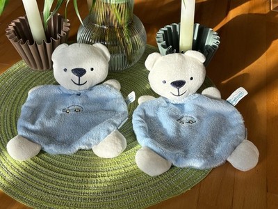  Schmusetuch Kuscheltuch Babydream Bär blau weiß Auto  2 als SET