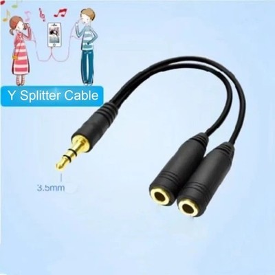 3.5mm AUX Audio Mic Splitter 1 Male to 2 Female Gold Plated Headphone Cable