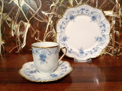 ROYAL LIMOGES France FONTAINEBLEAU, edles 3 teiliges Kaffeegedeck