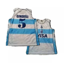 2004 Ginobili #5 Team Argentina Basketball Jersey Stitched Custom Name Retro