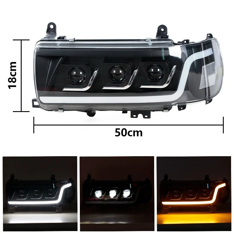 LH&RH 侧 LED 前灯 适用于陆地巡洋舰 FJ80/LC80 1991 1992 - 1997 升级 — 第 3/4 张图片