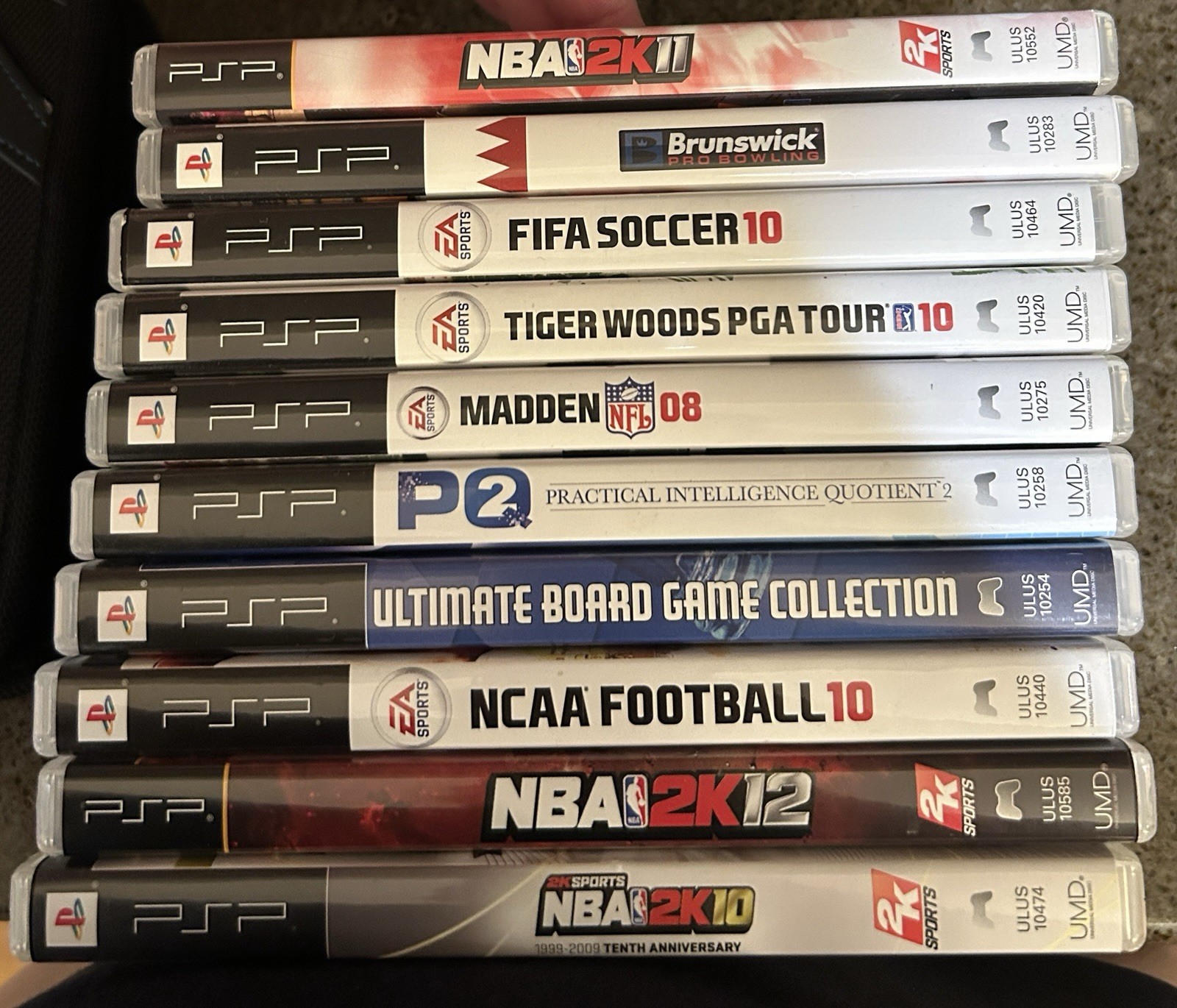 Sony PSP 2001 Console Bundle With Charger, Case, Car Charger 10 Games In Cases