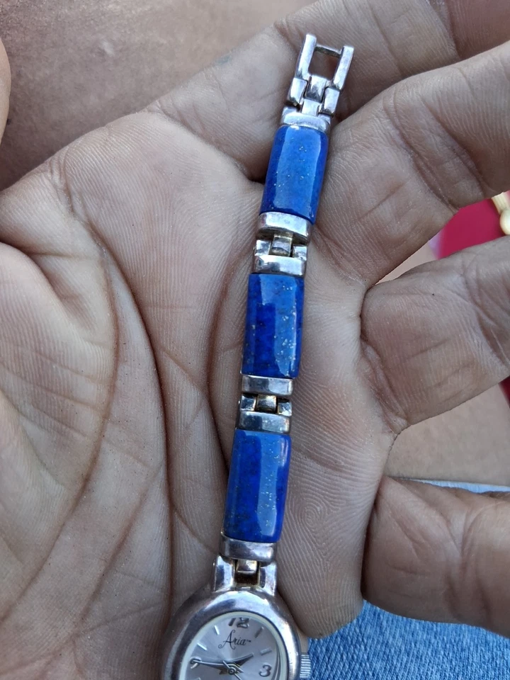 Reloj de cuarzo para mujer Aria lapislázuli de plata de ley  Foto 4 de 4