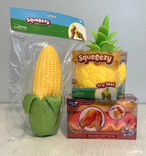NEW Sunny Days Squeezy Hot Dog , Pineapple , and Corn Squishy Bundle of 3