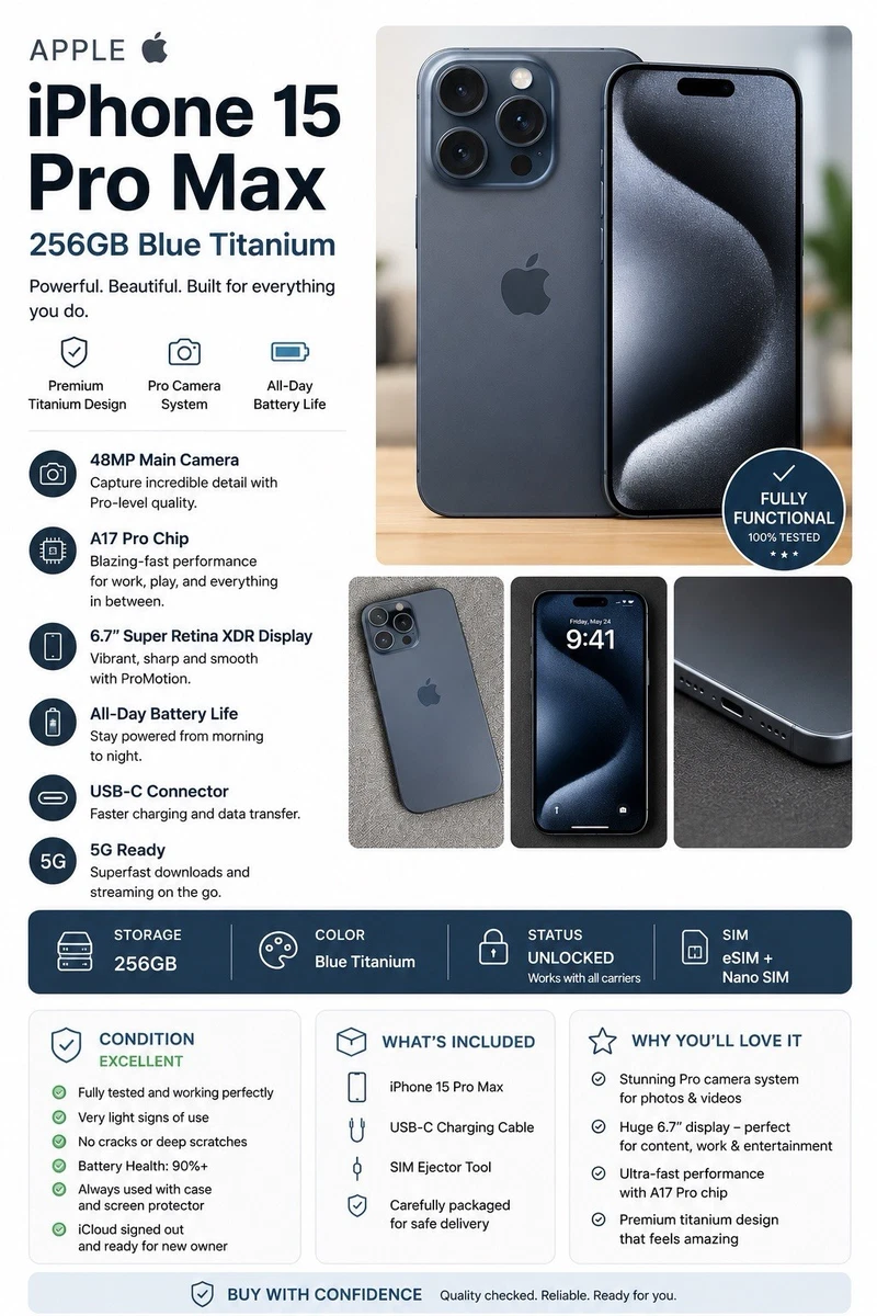 iPhone 15 Pro Max 256GB for sale | eBay