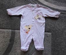 Pijama Frog bebé niña rosa pálido bordado perro 100 % algodón 6-9 meses
