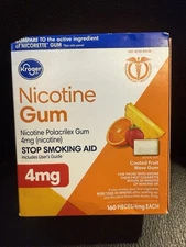 Kroger 160 Pieces Nicotine Gum 4mg Fruit Wave Flavor 3/2027  Fast Shipping