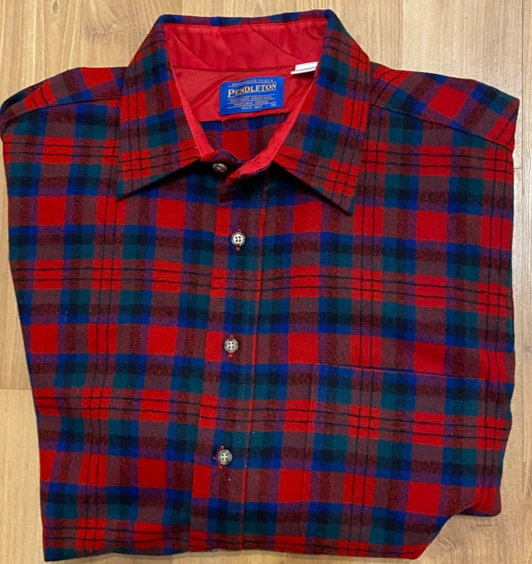 MENS PENDLETON VIRGIN WOOL FLANNEL BUTTON SHIRT L… - image 1