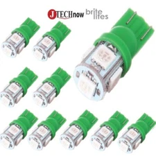Jtech 10x T10 5 SMD LED Green Super Bright Car Lights Bulb W5W, 194, 168, 2825 