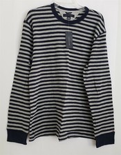 Tommy Hilfiger Mens Sweater Pullover Stripe Long Sleeves Blue Gray NWT Size XL