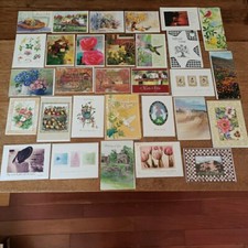 Lot of 30 Greeting Cards Nature Floral Envelopes Assorted Messages Vtg New