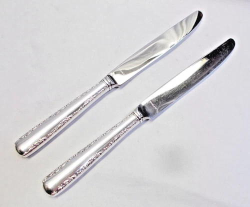 2 CAMELLIA STERLING SILVER DINNER KNIVES 8 3/4"-CLASSIC 1943 GORHAM FINE