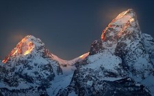 Landscape nature mountains sunset snowy peak forest Custom Gaming Mat Desk
