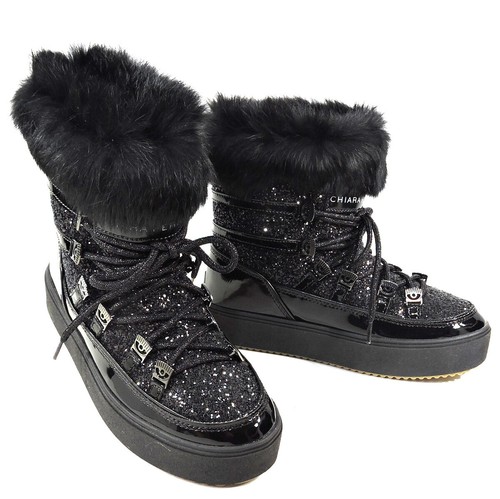 CHIARA FERRAGNI 🇮🇹 WOMENS BLACK FUR WINTER COMFORT BOOTS | eBay