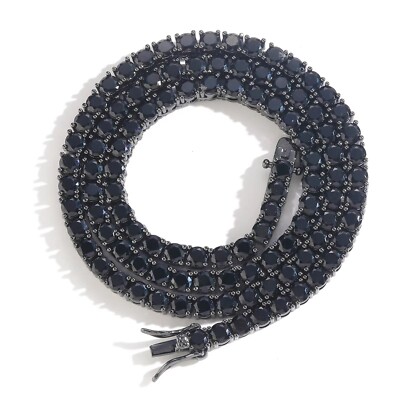 34ct Created Black Diamond 14K Black Gold Plated Wedding Tennis Women's Necklace