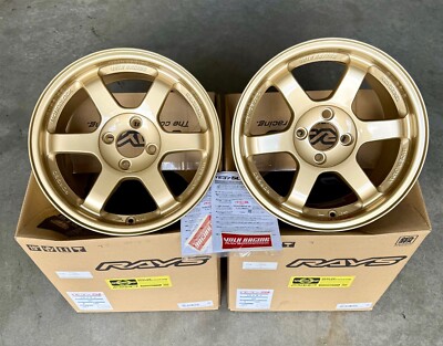 VOLK RACING TE37SL 15x8 4x100 35 CIVIC FIT INTEGRA MIATA MX5 WHEELS RIMS GOLD