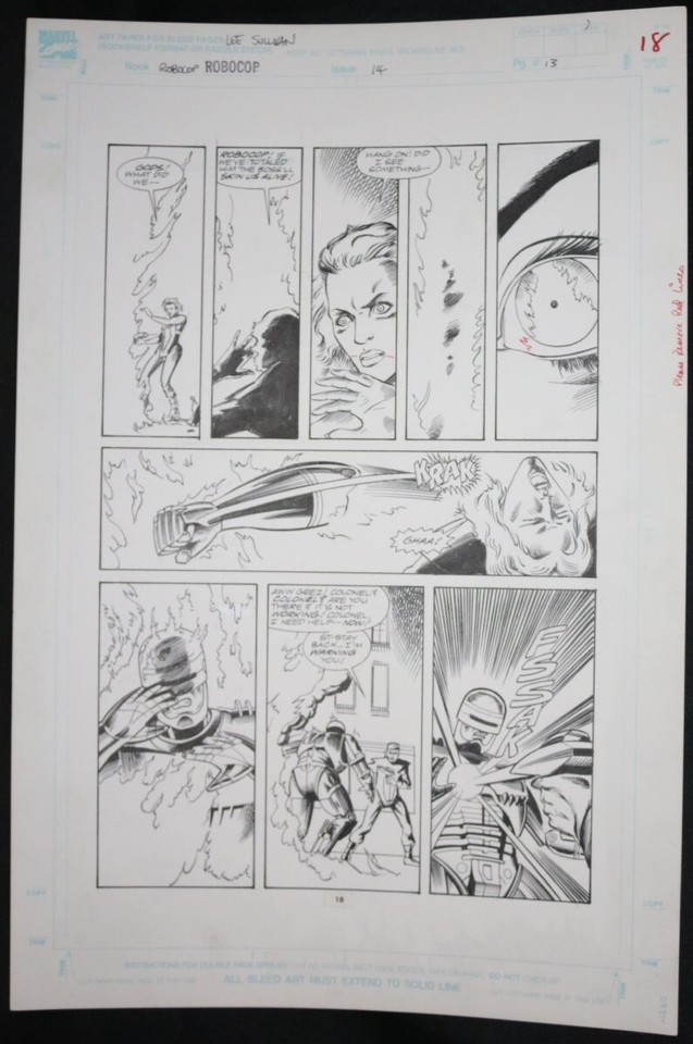 RoboCop #14 p.13 / 18 - LA - RoboCop Fire Action - 1991 art by Lee Sullivan Comic Art