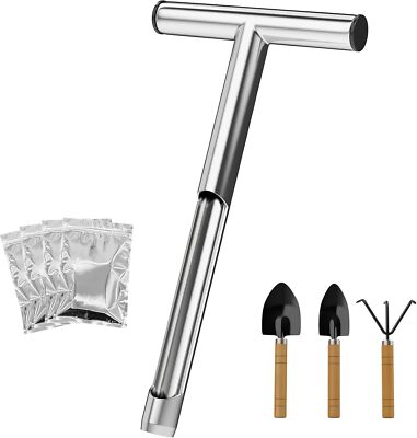 Soil Sample Probe, 12 Inch Stainless Steel T-Style Handle Probe Rod for... 