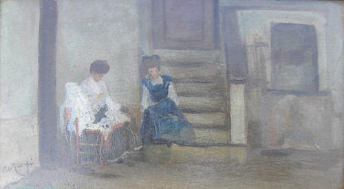 Aldo CARPI (Milano 1886-1973) Le sorelle del pittore Cesira e Margherita 1905 - Foto 3 di 14