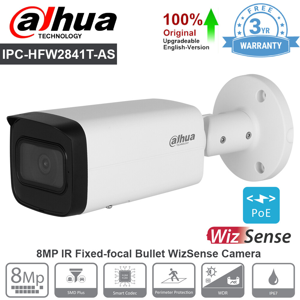 Dahua IPC-HFW2841T-AS 8MP WizSense Built-in Mic Bullet IP Camera PoE SMD+ IP67