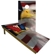 Cornhole USA Eagle Flag Boards BEANBAG TOSS GAME w Bags Set 