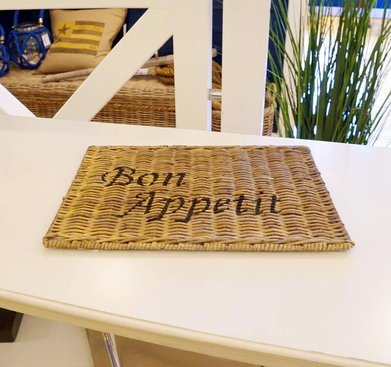 HELGA FREIER Rattan Landhaus bon Appetit natur Tischset Placemat Platzset Maison Französisch