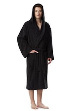 Men's Hooded Mid Calf Length Turkish Cotton Spa Bathrobe Towel Robe